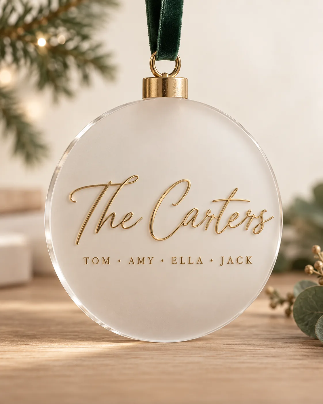 Frosted acrylic family bauble