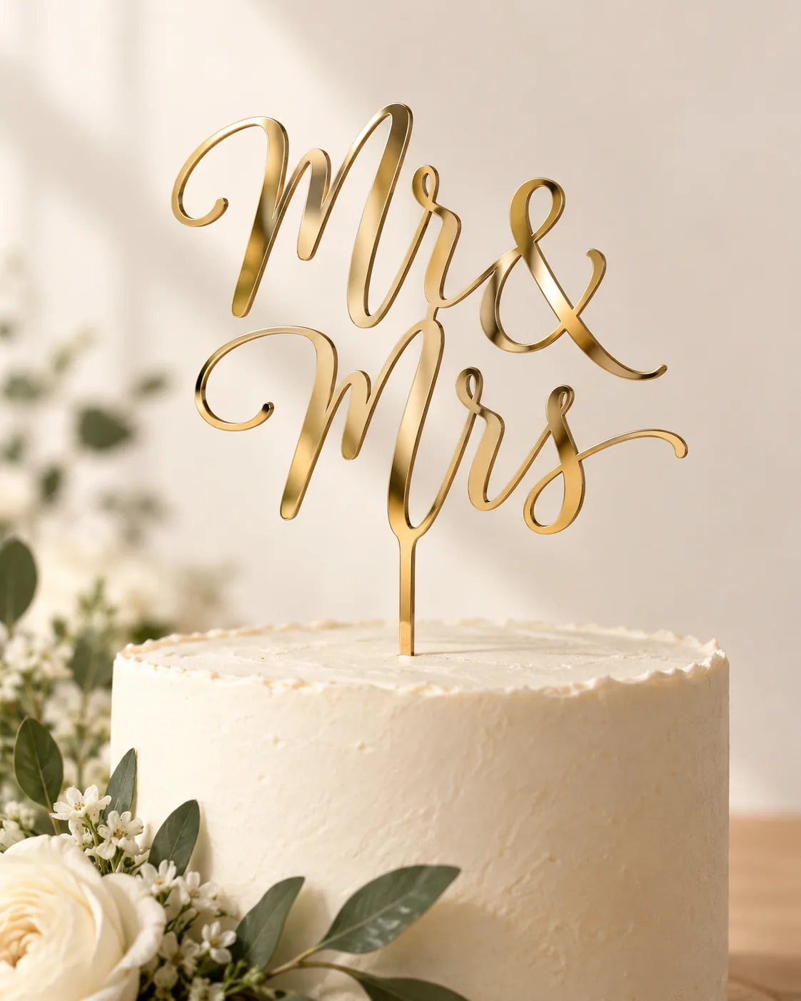 Mirror gold Mr & Mrs cake topper