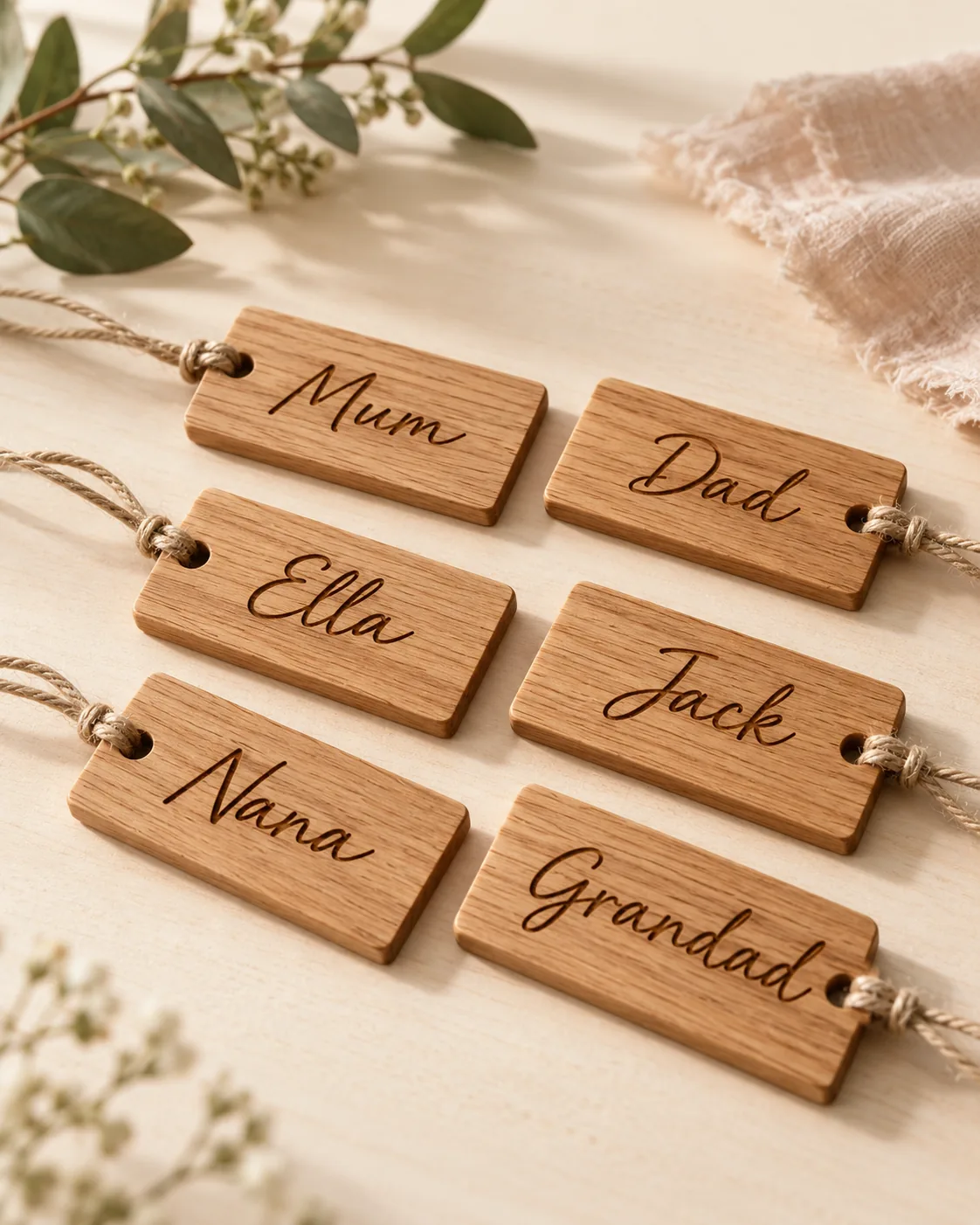 Engraved wooden gift tags