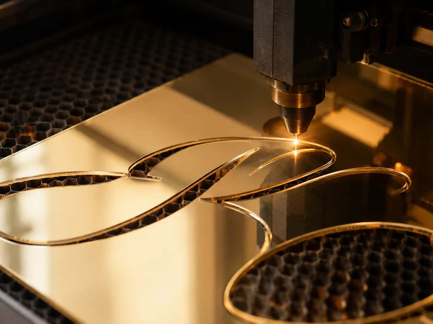The laser cutting gold mirror acrylic script